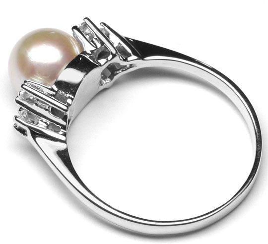 Foto 3 - Brillant-Perl Ring 7mm Zucht Perle 0,10ct 14K Weißgold, S4524