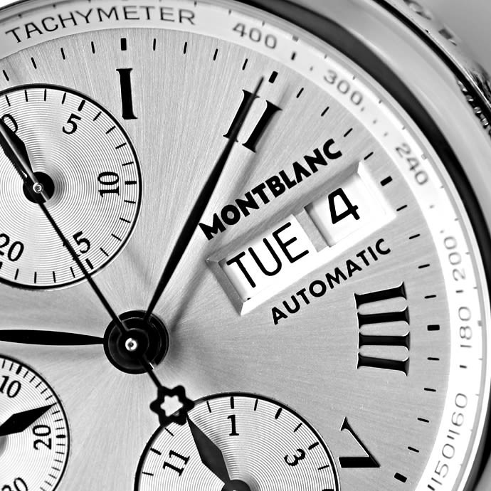 Foto 3 - Montblanc Meisterstück Chronograph Day Date Stahl Armbanduhr, U2635